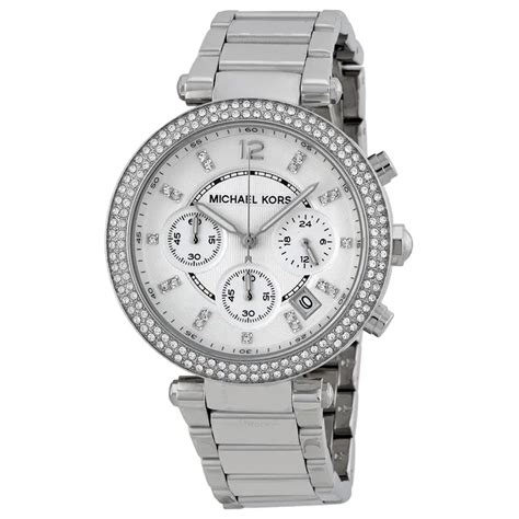 michael kors white leather parker watch|michael kors mk5353 best price.